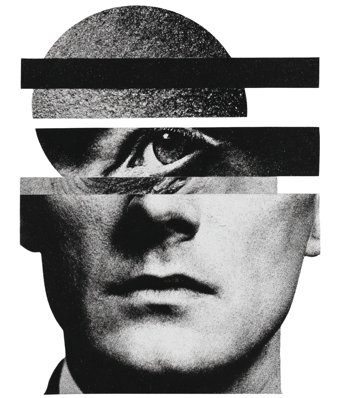Sliced black-and-white portrait collage